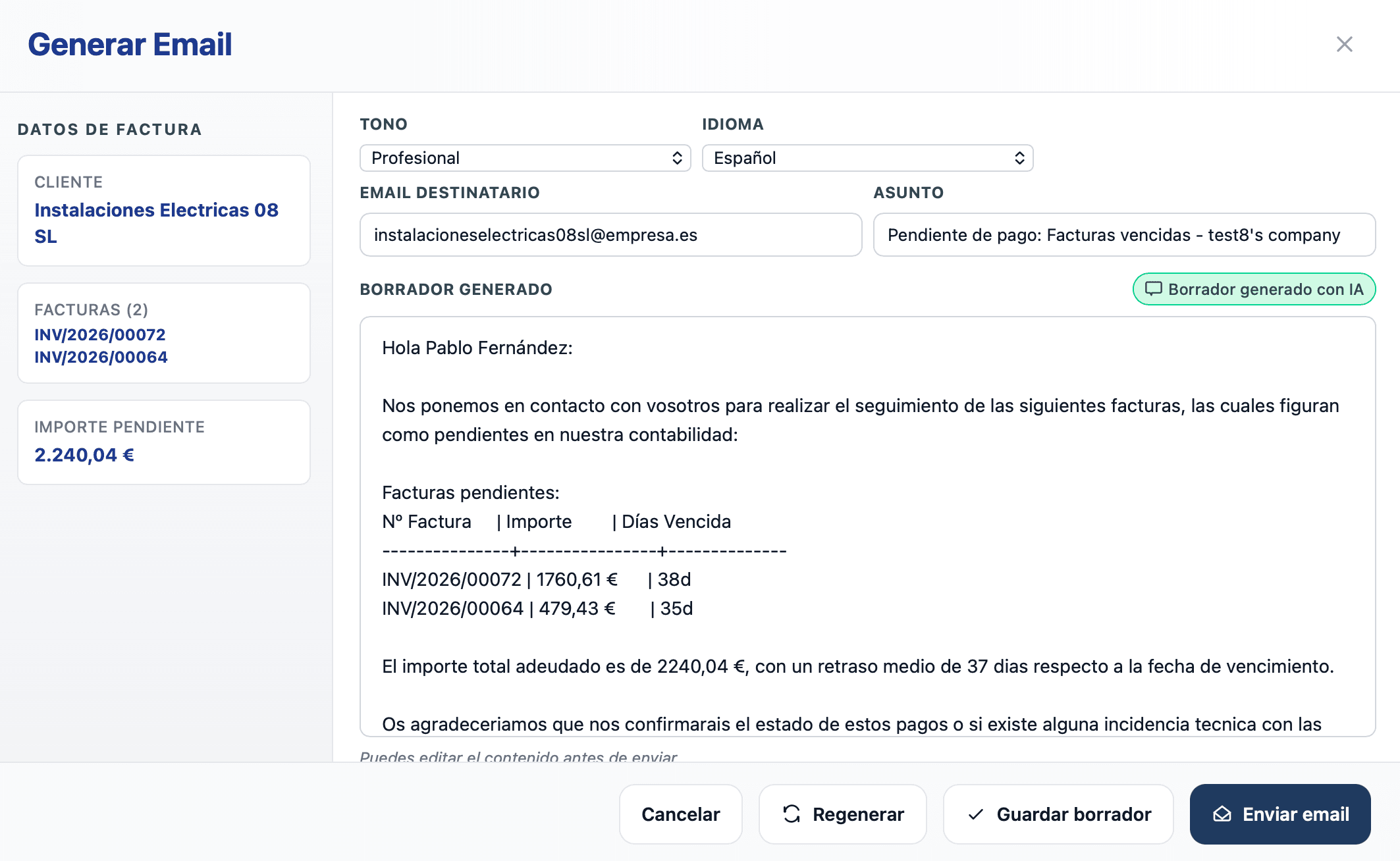 Recordatorios listos para enviar